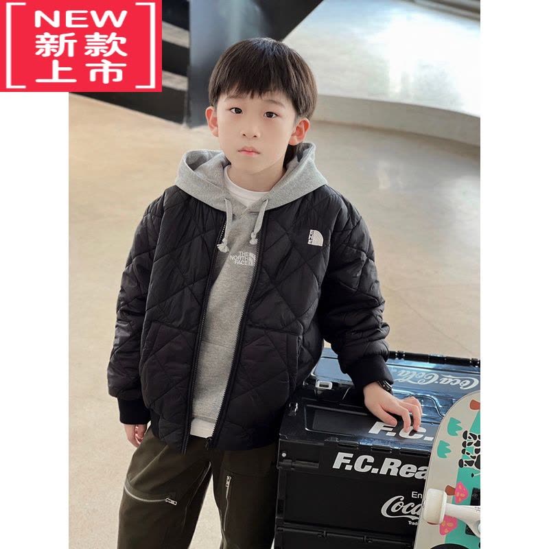 可莉允熊孩子家自制韩潮范秋冬款儿童菱形格棉服外套男童棒球服夹克衫图片