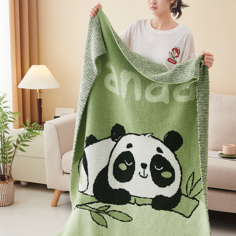 唐纳家纺 雪花绒提花毯-竹上萌友 110*145CM- TN-BK24042高清大图