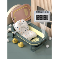 婴儿洗澡盆宝宝浴盆可折叠幼儿坐躺大号浴桶小孩家用智扣新生儿童用品_少女粉单盆