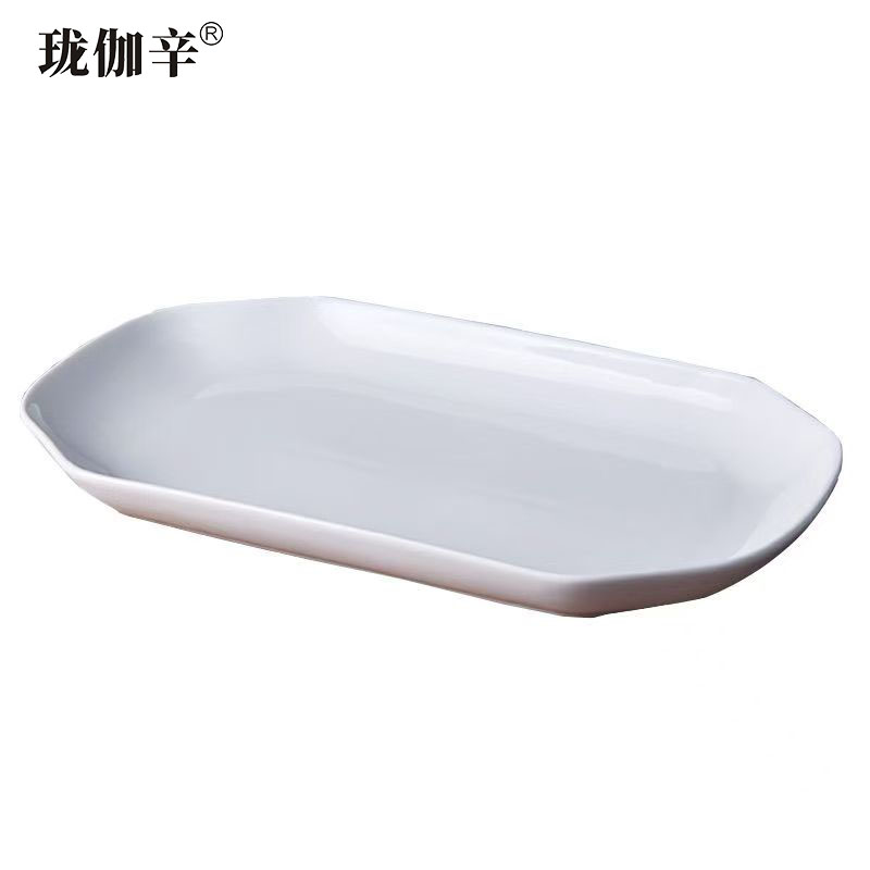 珑伽辛 陶瓷切角鱼盘 12英寸/个 10寸三格