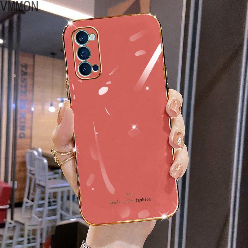 VMONN兔耳朵补妆镜OPPOReno4手机壳0pp0网红水钻女生款ren04高档软外壳REN04直边电镀0PP0超高清大图