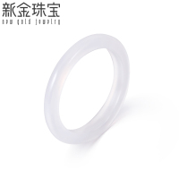 新金珠宝 白玉髓戒指女 情侣款指环素圈玉石扳指时尚简约汉服配饰1042