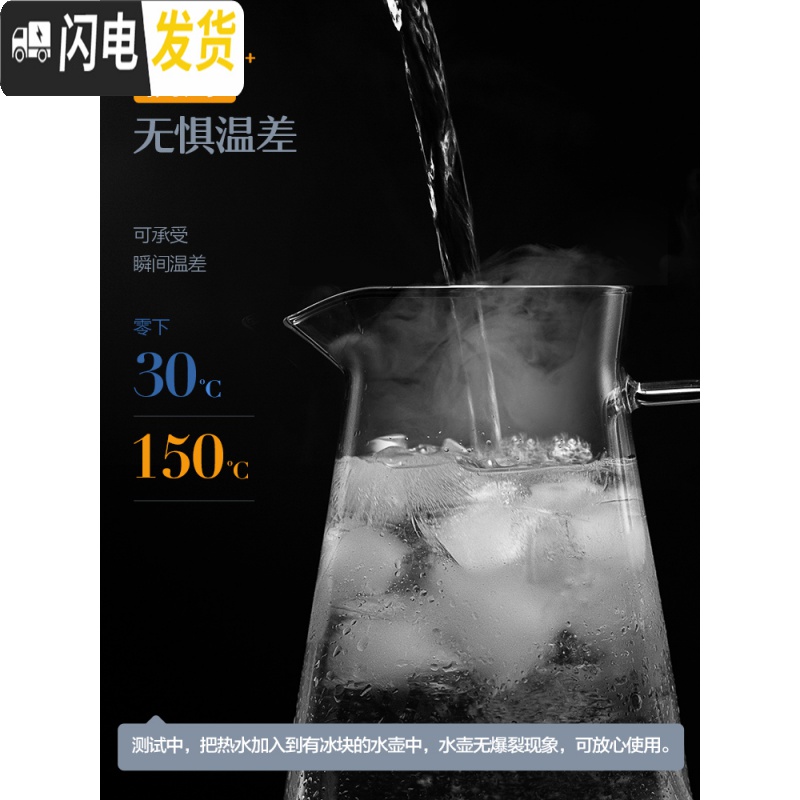 三维工匠玻璃冷水壶套装家用果汁大容量可高温杯扎壶过滤茶壶凉水壶 牛奶白1380茶具高清大图