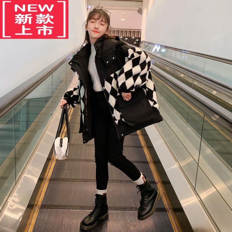 可莉允女童冬装外套2022新款洋气儿童羊羔绒加绒棉衣冬季女大童棉服加厚图片