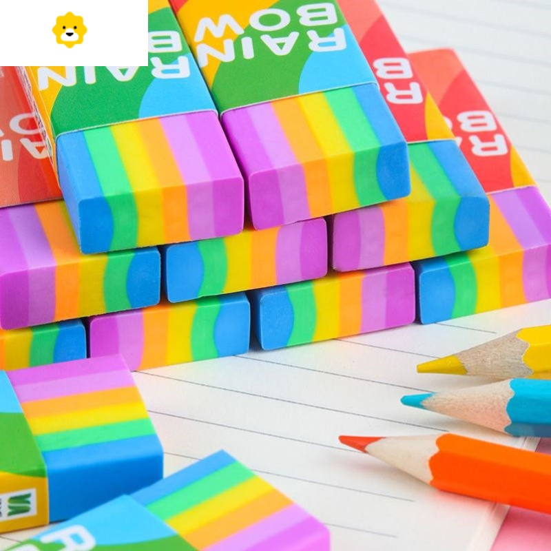 喻娄彩虹橡皮擦小学生2b橡皮擦多功能干净学习考试美术用彩色可爱橡皮