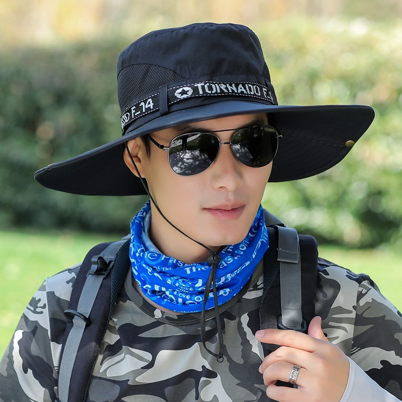 闪电客大檐遮阳帽男夏季钓鱼太阳帽户外透气休闲凉帽男士潮流渔夫帽子