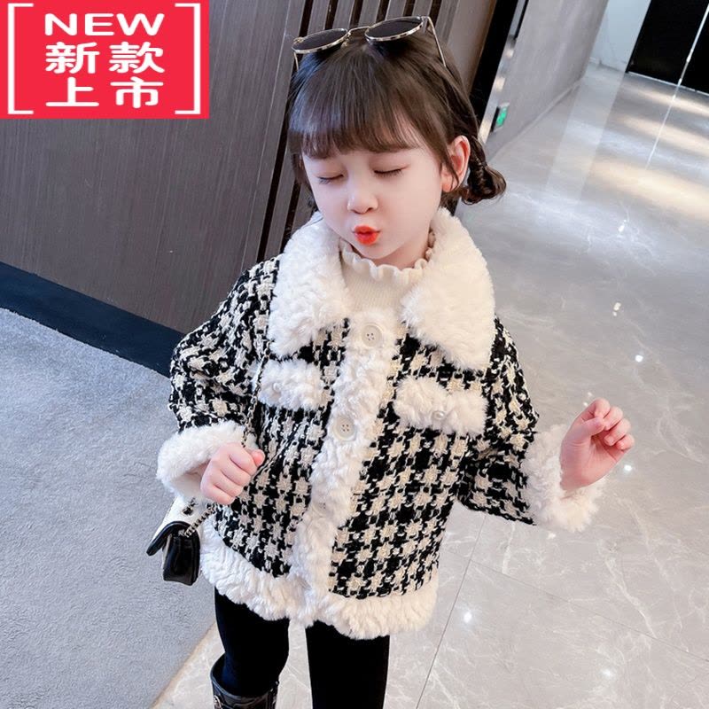 可莉允女童秋冬款外套2022洋气儿童装小香风上衣冬装小女孩加绒加厚棉衣棉服图片