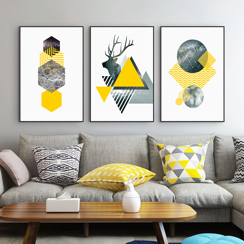 客厅装饰画现代简约ciaa轻奢挂画北欧沙发背景墙三联