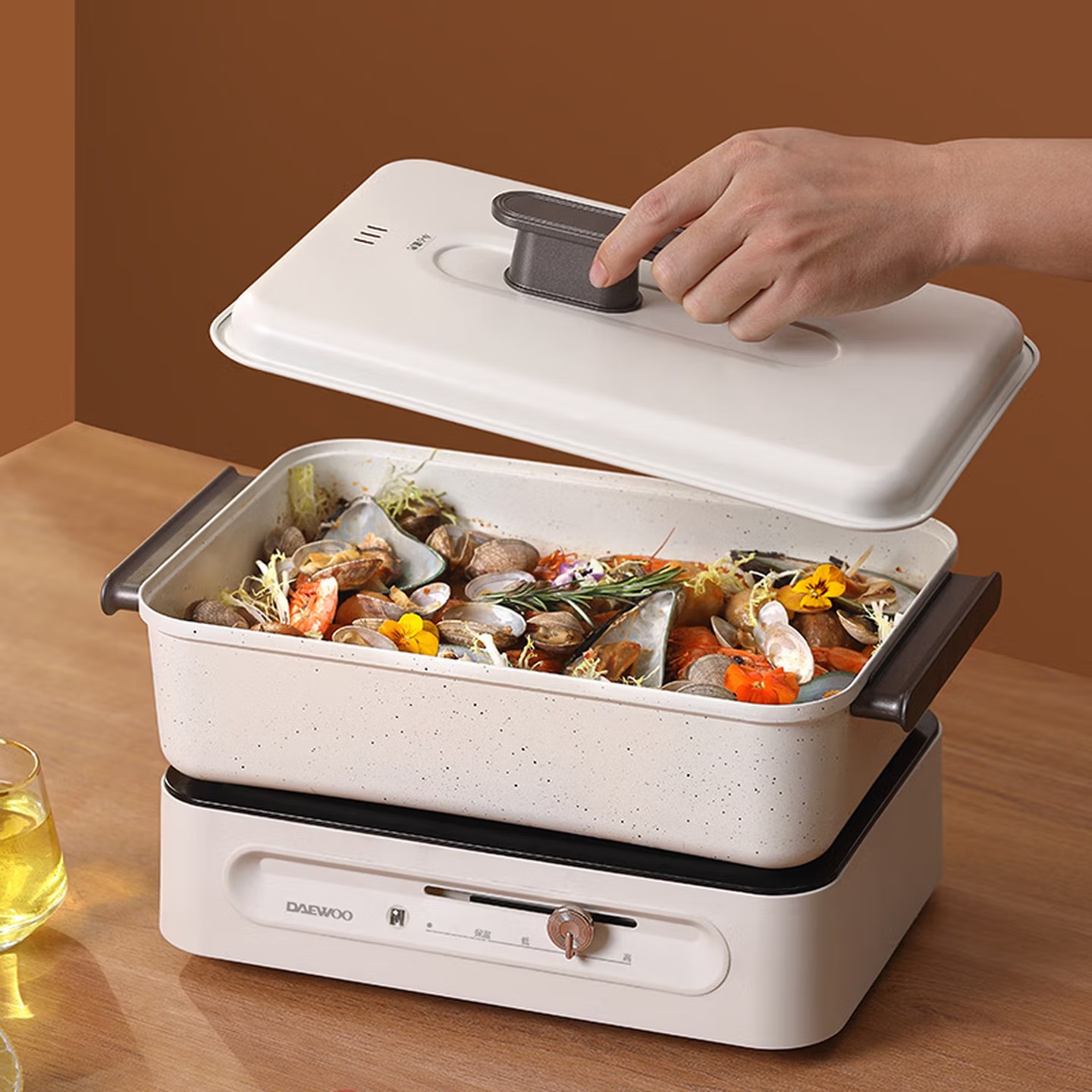 大宇(DAEWOO)多功能锅家用电火锅煮涮料理锅电烤盘 5L | DYZG-451 多功能料理锅高清大图