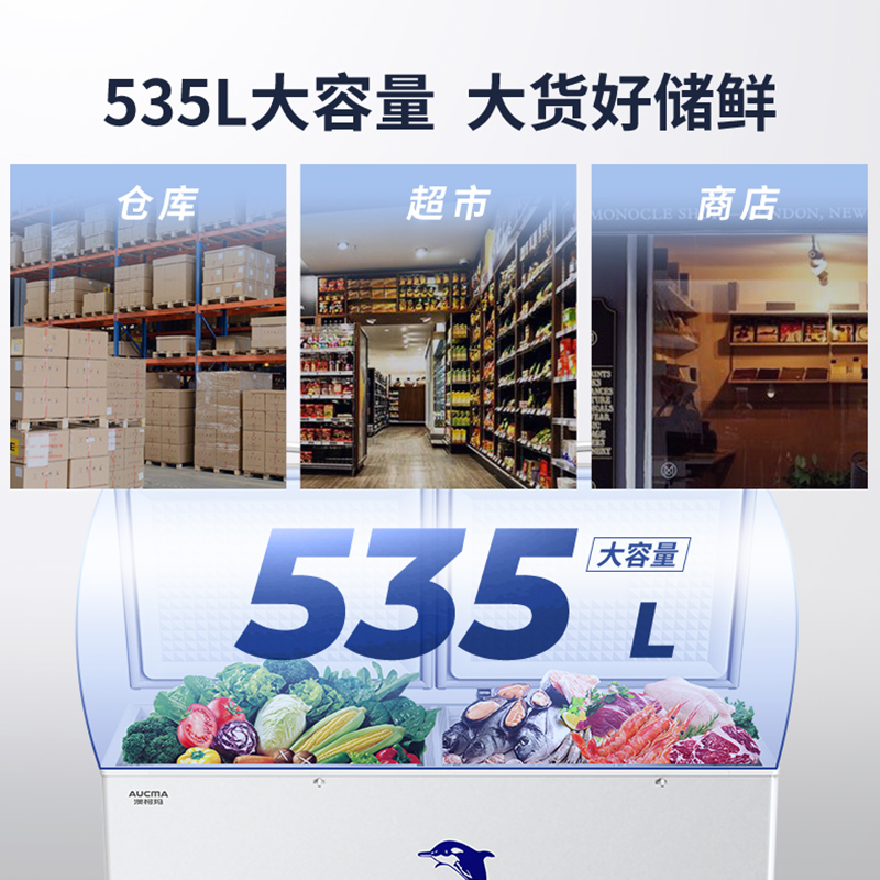 澳柯玛(AUCMA) 535升家用商用冷柜冰柜大容量升级合金内胆 大冷冻力 BC/BD-535NE