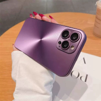 安美宝 苹果14promax手机壳iphone13磨砂新款12镜头膜11全包pro防摔14plus硬壳简约男女保护套 暗紫色【极光-自带镜头膜】 iPhone14