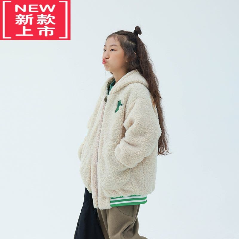 可莉允原创设计女童仿羊羔毛外套加厚2022冬装新品宽松棉服潮图片