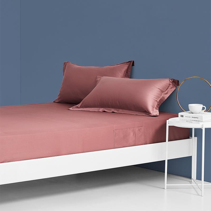 美帮汇100支床笠单件全棉防滑固定床垫保护套席贡缎梦思床罩防尘罩 胭脂红 床笠+枕套三件套：150cmx200cm+30cm（适合5-