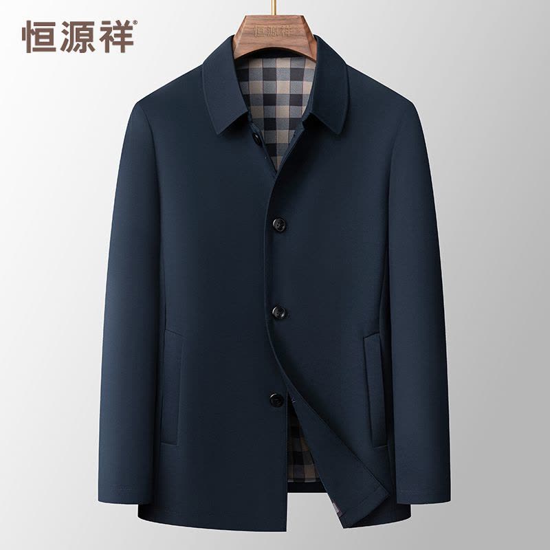 恒源祥中老年男士翻领夹克外套2024春秋季薄款商务休闲爸爸装茄克图片