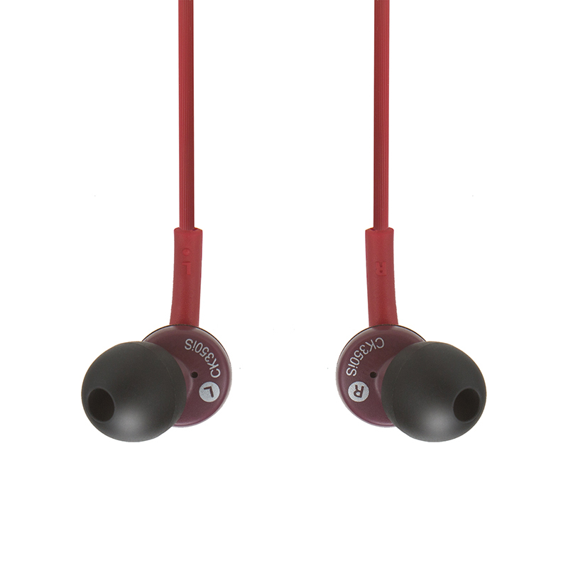 铁三角(audio-technica)ATH-CK350iS(红色)手机通用线控带麦入耳式耳机