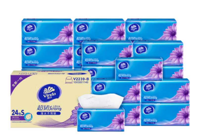 维达超韧抽纸130抽*24包 尺寸:133mm*195mm原生木浆箱装无香味(单位:箱)