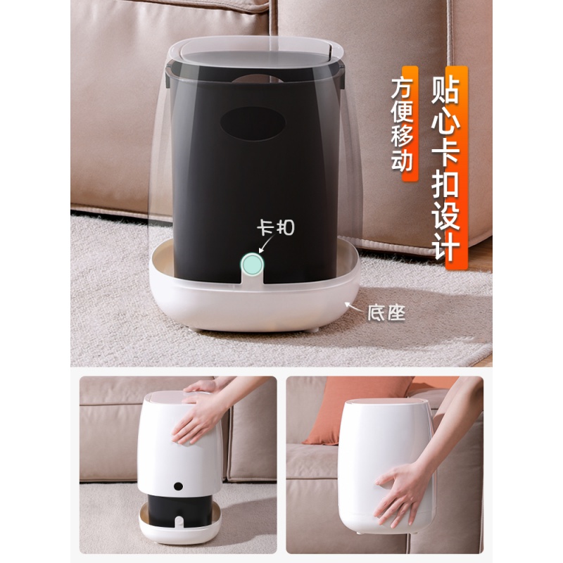 家柏饰(CORATED)客厅垃圾桶带盖家用按压式创意桌面迷你轻奢圾垃筒卧室卫生间纸篓 圆形-象牙白色[加购收藏优先发货]高清大图