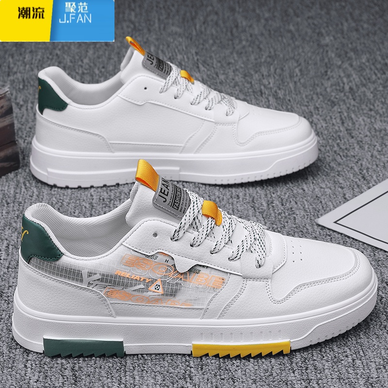 聚范男鞋2024新款夏季透气男士潮流休闲工作平底板鞋运动小白潮鞋高清大图