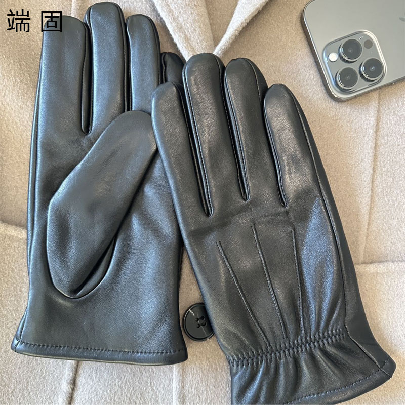 端固防寒保暖加绒羊皮手套加厚触屏款均码A1-DG/双高清大图