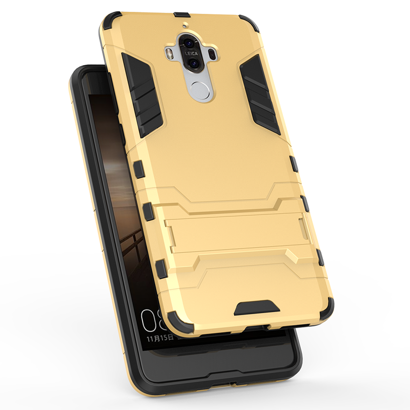 HIGE/华为mate9pro/mate9防摔铠甲手机壳全包钢铁侠PC支架保护壳 适用于mate9手机壳 银色
