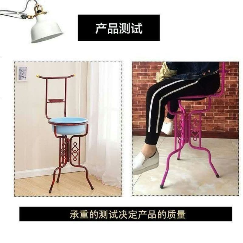 仿古脸盆架落地卫生间置物面盆架铁艺浴室卫生间铁艺洗脸盆架子 平头款加厚加高红棕色(无框镜)图片