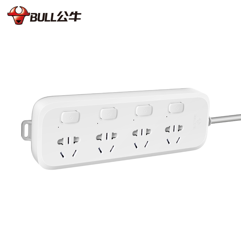 公牛(BULL)插座 GN-B5043 新国标4插位分控开关全长1.8米 带保护门电源插座/接线板/拖线板