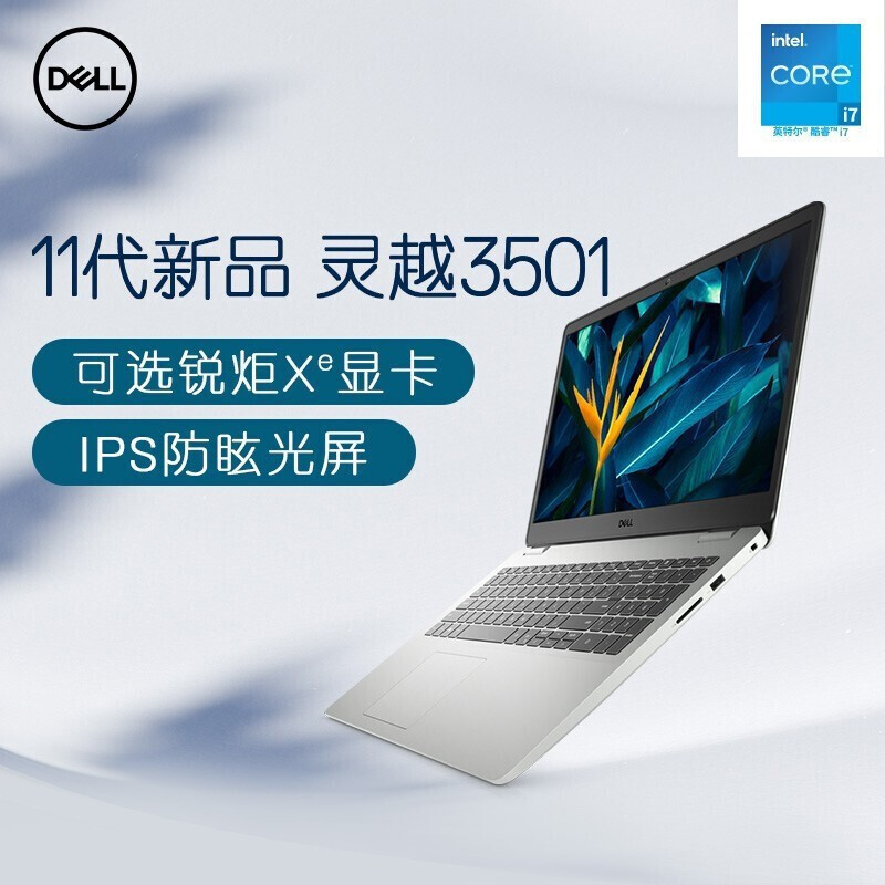 戴尔(DELL)灵越3511 15.6英寸全面屏高清学生网课商务办公轻薄本笔记本电脑(11代i5-1135G7 16G 1TB固态 锐炬显卡)银色 定制版