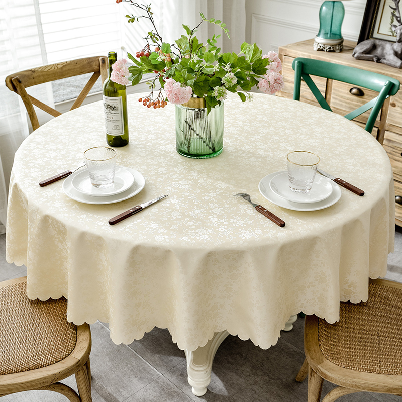 防水桌布防油防烫免洗耐高温酒店饭店圆形餐桌布艺大圆桌台布家用