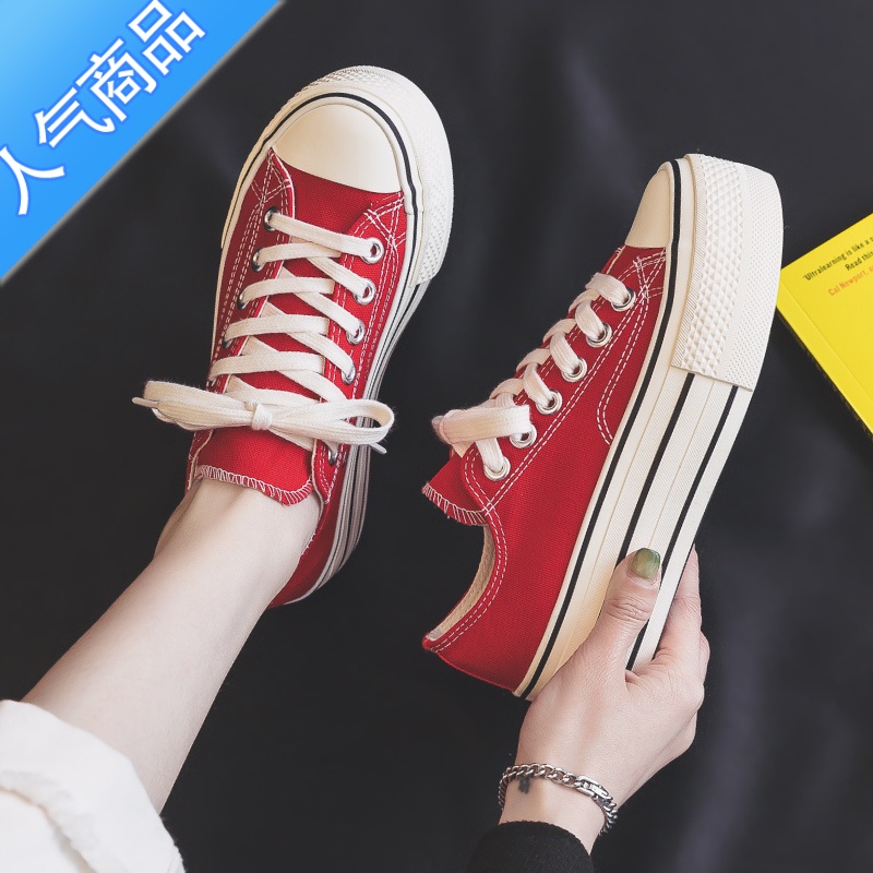 SUNTEK香港克莱因蓝帆布鞋2023春季新款厚底小白鞋女款百搭春款小众板鞋高清大图