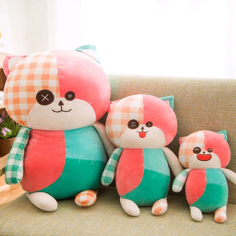 波巧毛绒可爱动物公仔抱枕羽绒棉补丁猫玩偶25cm/35cm/55cm
