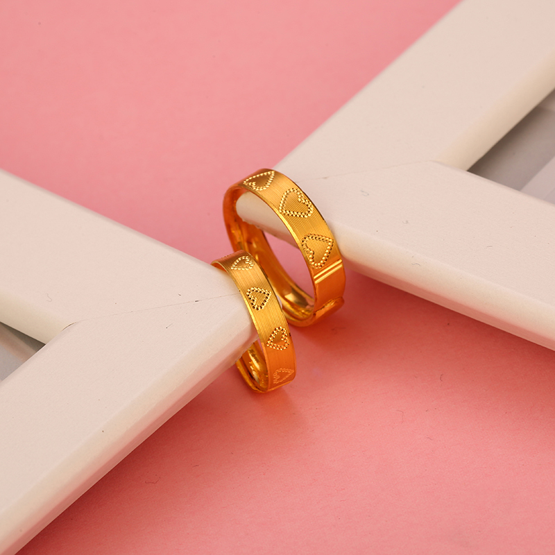 金一足金999一心一意精品情侣开口对戒黄金戒指结婚送女友戒指浪漫礼物(计价) ABA006-ABA006-1