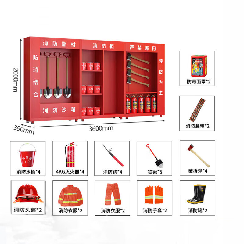 晋舰消防器材柜放置工具柜工地商场展示柜应急柜 3.6米不带门含器材高清大图