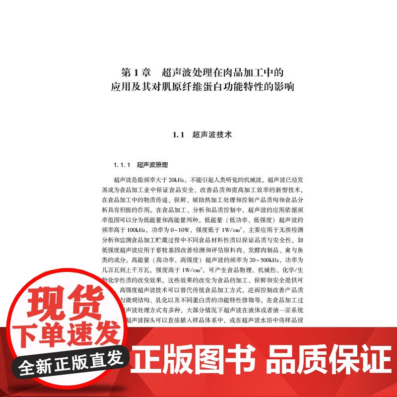 肉品蛋白质超声波加工研究一本研究超声波技术改性类PSE鸡肉蛋白质的专业著作高清大图