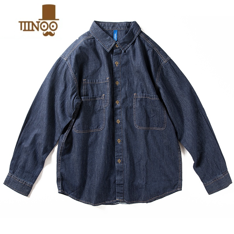 YANXU牛仔衬衫男款宽松衬衣美式休闲复古简约薄款长式N牛宽高清大图