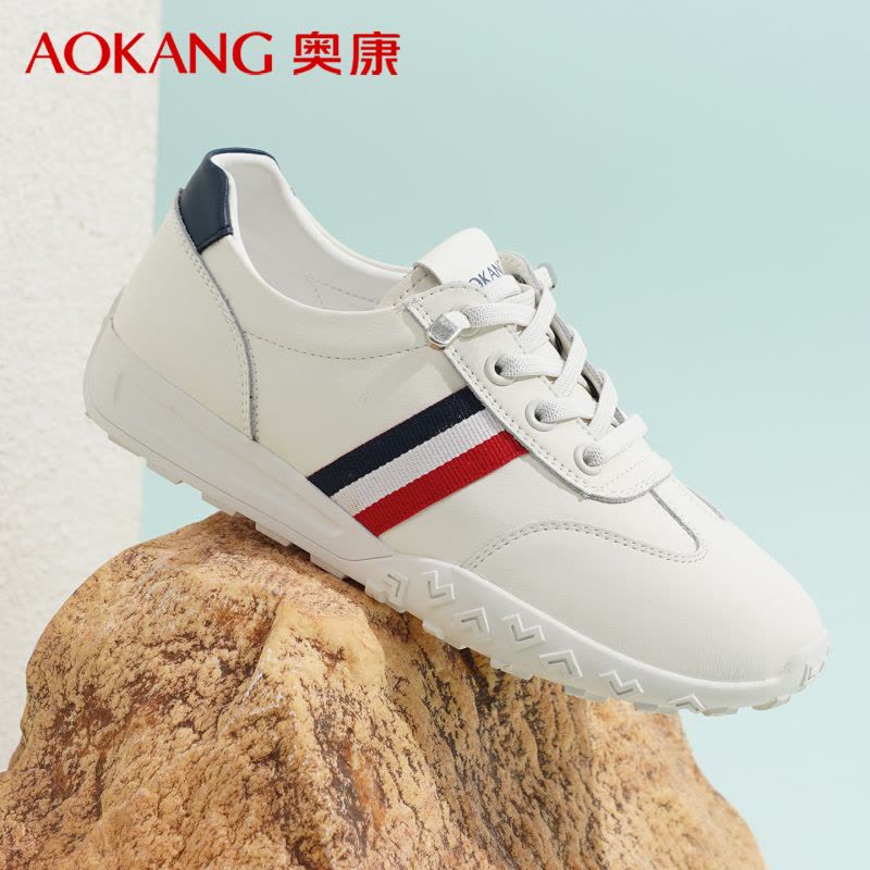 奥康女鞋2025新款时尚小白鞋简约舒适休闲运动鞋女轻便百搭德训鞋图片