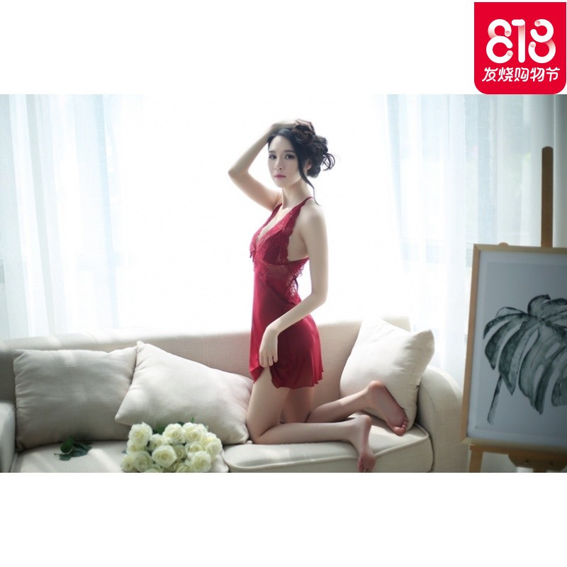 女夏性感透明红色大码睡衣短裙骚带情绪内衣情趣火辣情衣人