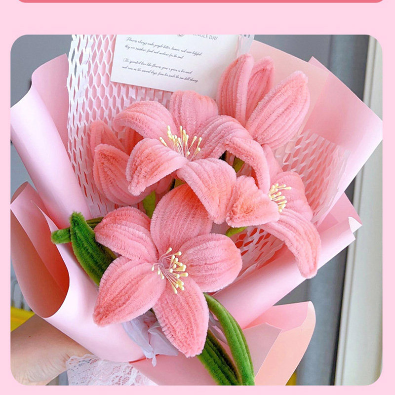 扭扭棒百合花束手工diy材料包全套手工编织手工花无聊解闷扭扭花-[小雏菊/diy材料包]约做45朵高清大图