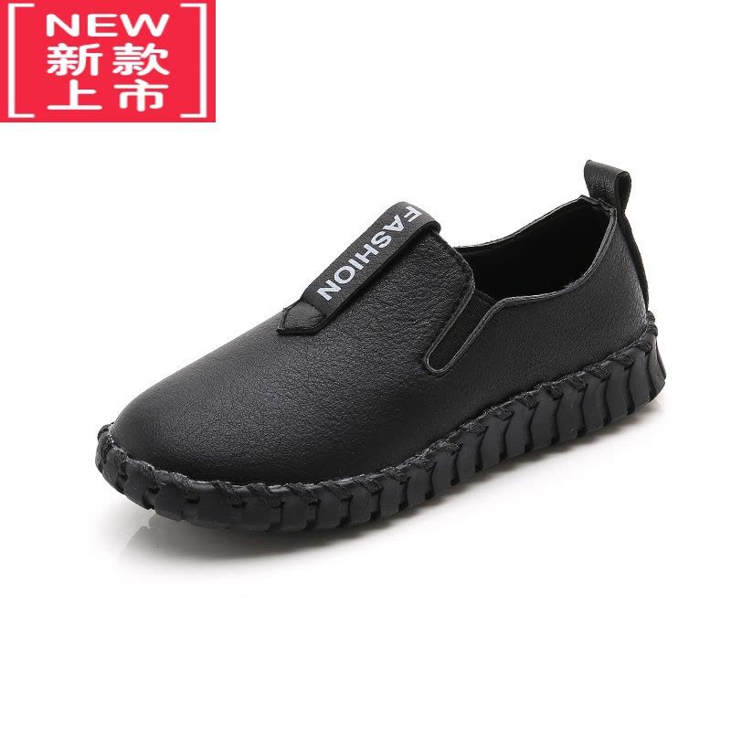 可莉允春秋新款女童皮鞋英伦风豆豆鞋韩版男童小皮鞋中大童休闲鞋学生鞋运动休闲鞋图片