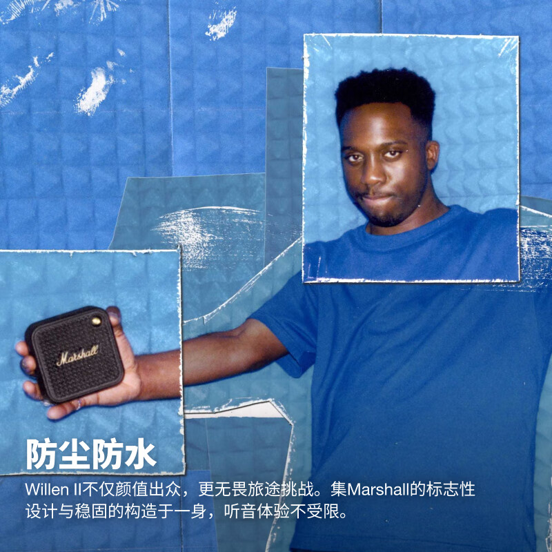 MARSHALL(马歇尔)WILLEN II 音箱便携式2代无线蓝牙家用户外防尘防水续航礼物小音响 黑金色高清大图