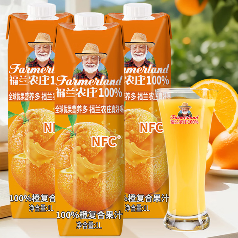 福兰农庄 NFC橙汁 1L*3瓶 盒高清大图