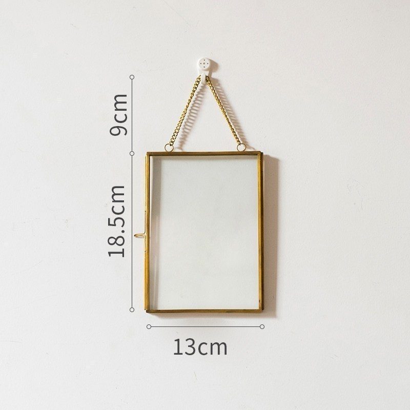 家柏饰(CORATED)印度铜装饰画框相框 双面玻璃创意DIY植物裱标本夹 黄铜挂框13*18.5cm