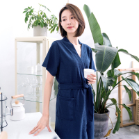 睡袍女薄款春秋长款浴袍男夏季华夫格短袖速干浴衣情侣睡衣家居服