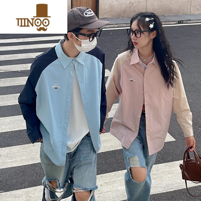 YANXU 情侣装！低饱和色系绝了！美式复古插肩袖长袖衬情高清大图