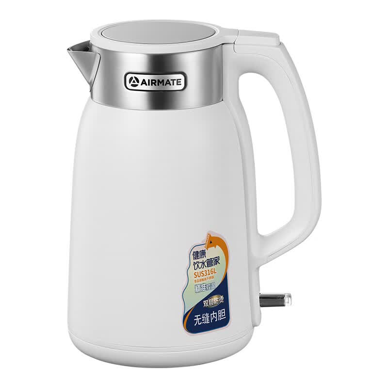 艾美特(Airmate) CS18151 电水壶 白色 1.8L 精致纹理壶盖 一键开盖便携 防烫手柄 防飞水内盖设计
