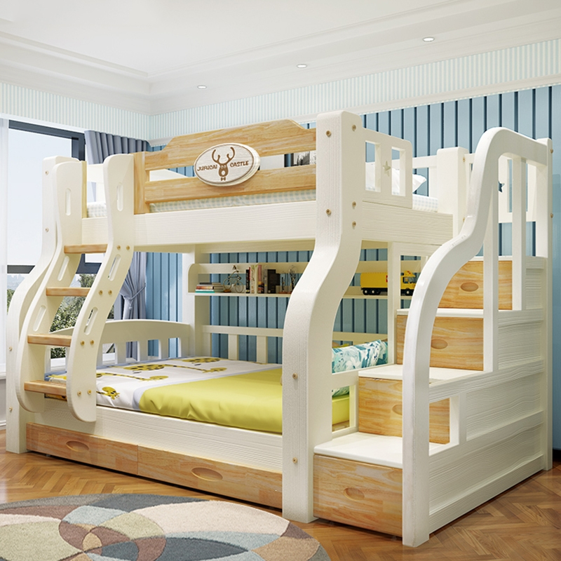 阿斯卡利上下床高低床铺实木两层亲子床橡胶木双层床双人子母床儿童床
