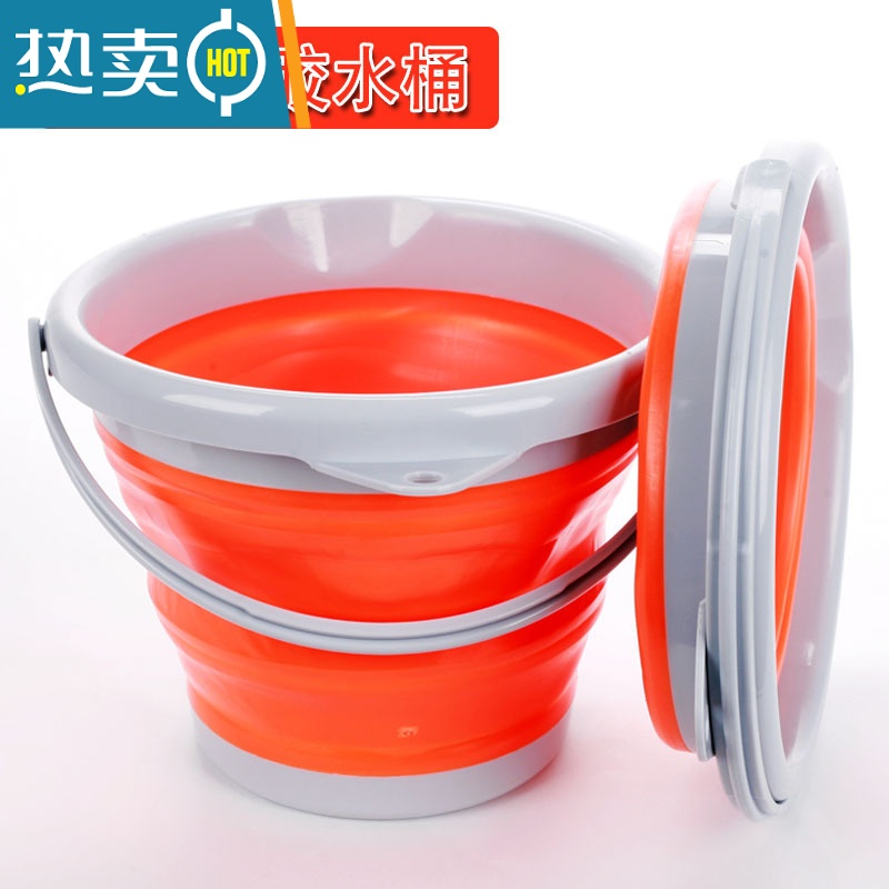 敬平折叠打水桶钓鱼桶硅胶伸缩洗车户外车载水桶旅行便携加厚渔具用品 圆形绿色10L高清大图