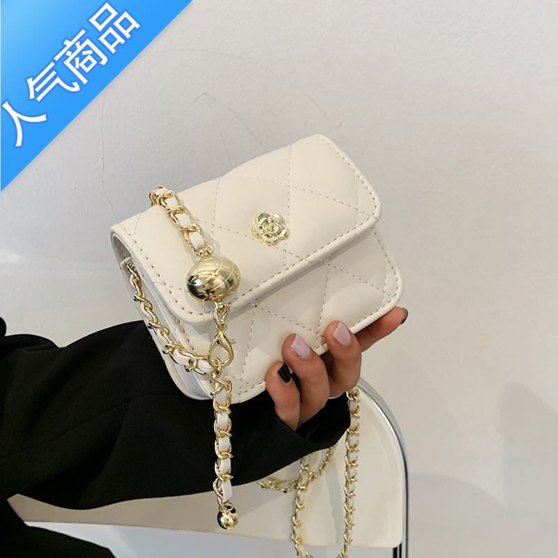 封后迷你小包斜挎包女百搭ins菱格链条小方包2022新款质感手机包女斜挎包