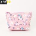 三维工匠ins可爱少女心独角兽化妆包学生小清新手拿便携旅行收纳包洗漱包 小号-粉色一堆独角兽