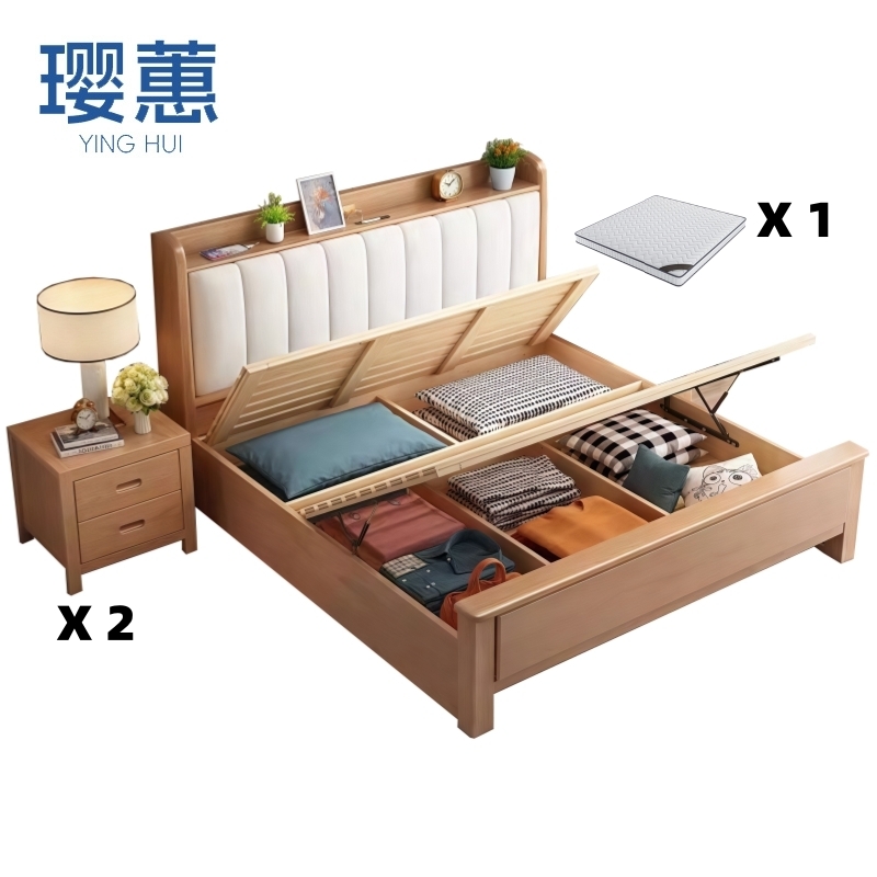 璎蕙 气压床+床头柜1.5m 套高清大图
