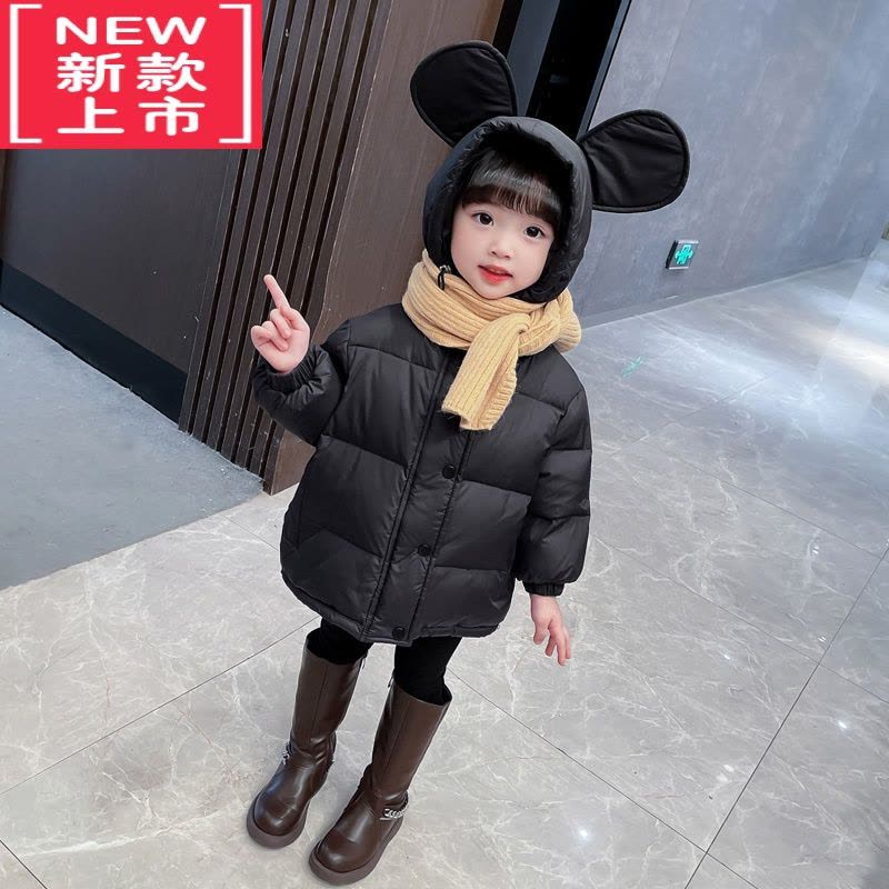 可莉允女童羽绒服中长款2022新款冬季洋气女宝宝加厚棉服免洗儿童图片